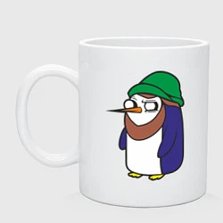 Кружка керамическая Пингвин в шапке, цвет: белый