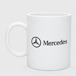Кружка керамическая Mercedes Logo, цвет: белый