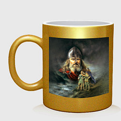 Кружка керамическая Богатырь Руси, цвет: золотой