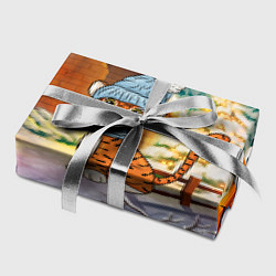 Бумага для упаковки Тигренок на фоне зимнего дома, цвет: 3D-принт — фото 2