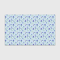 Бумага для упаковки Синие и фиолетовые цветы на голубой клетке, цвет: 3D-принт