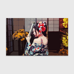 Бумага для упаковки Японская девушка с самурайским мечом, цвет: 3D-принт