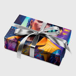 Бумага для упаковки Девушка в ночном городе - киберпанк - нейросеть, цвет: 3D-принт — фото 2