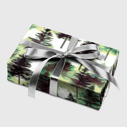 Бумага для упаковки Хвойный лес - акварель в зеленых тонах, цвет: 3D-принт — фото 2