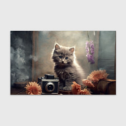 Бумага для упаковки Серый котенок, винтажное фото, цвет: 3D-принт