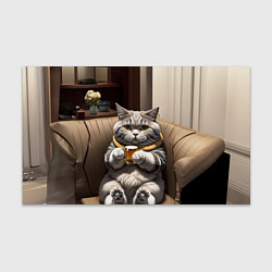 Бумага для упаковки Кот сидит на диване с напитком, цвет: 3D-принт