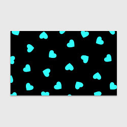 Бумага для упаковки С голубыми сердечками на черном, цвет: 3D-принт
