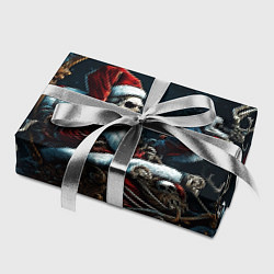 Бумага для упаковки Новогодний патерн со скелетом Санты, цвет: 3D-принт — фото 2