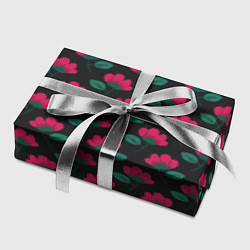 Бумага для упаковки Темный паттерн с розовыми цветами, цвет: 3D-принт — фото 2