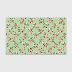 Бумага для упаковки Паттерн с розовыми цветами на бледно-зеленом, цвет: 3D-принт