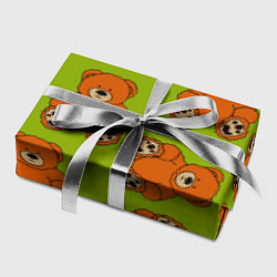 Бумага для упаковки Плюшевые мишки на зеленом фоне, цвет: 3D-принт — фото 2