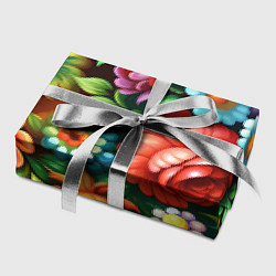 Бумага для упаковки Жостово роспись цветы традиционный узор, цвет: 3D-принт — фото 2