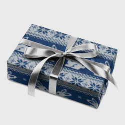 Бумага для упаковки Вязаный зимний узор с милыми зайчатами, цвет: 3D-принт — фото 2