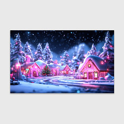 Бумага для упаковки Неоновые новогодние домики, цвет: 3D-принт