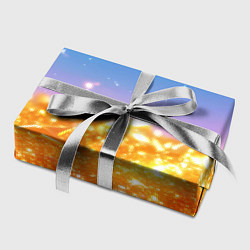 Бумага для упаковки Золотые шарики на голубом фоне, цвет: 3D-принт — фото 2