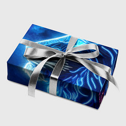 Бумага для упаковки Профиль космического неонового льва - нейроарт, цвет: 3D-принт — фото 2