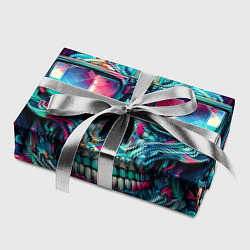 Бумага для упаковки Кибер череп в балахоне и очках - нейроарт фантазия, цвет: 3D-принт — фото 2