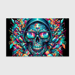 Бумага для упаковки Кибер череп в балахоне и очках - нейроарт фантазия, цвет: 3D-принт