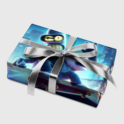 Бумага для упаковки Bender is a skateboarder in neon street - ai art, цвет: 3D-принт — фото 2