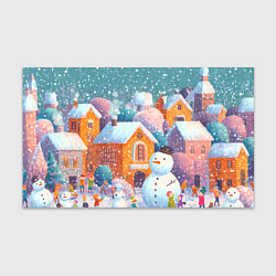 Бумага для упаковки Дети во дворе лепят снеговика