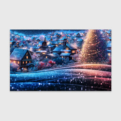 Бумага для упаковки Новогодний двор в блестках, цвет: 3D-принт