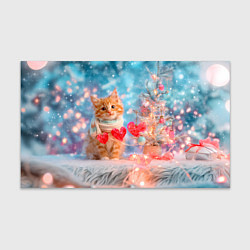 Бумага для упаковки Котенок и гирлянда из сердечек, цвет: 3D-принт