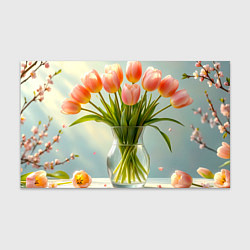 Бумага для упаковки Нежно-розовые тюльпаны в лучах весны, цвет: 3D-принт