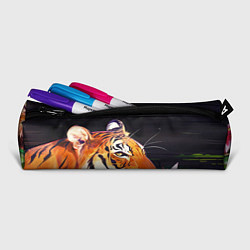 Пенал для ручек Бенгальский Тигр в кустах, цвет: 3D-принт — фото 2