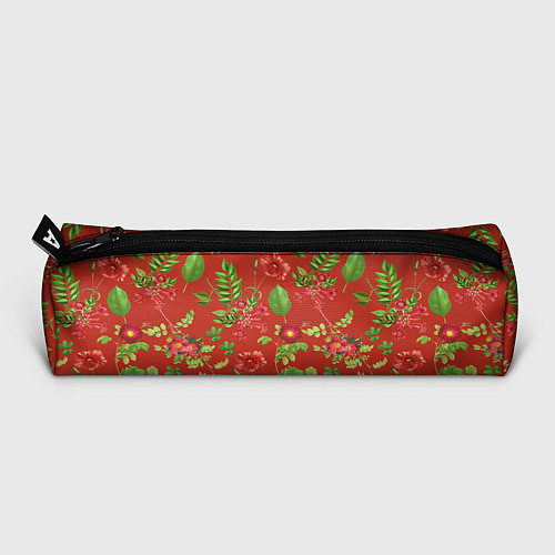 Пенал Паттерн из листьев на красном фоне / 3D-принт – фото 3