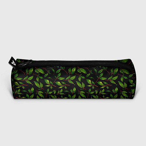 Пенал Яркие зеленые листья на черном фоне / 3D-принт – фото 3