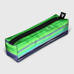 Пенал для ручек Сине-зеленые абстрактные полосы, цвет: 3D-принт