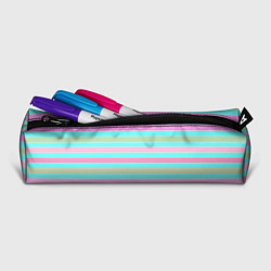 Пенал для ручек Pink turquoise stripes horizontal Полосатый узор, цвет: 3D-принт — фото 2