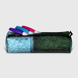 Пенал для ручек Абстрактные лёд и трава - Синезелёный, цвет: 3D-принт — фото 2