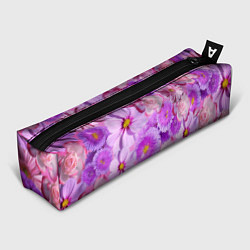Пенал для ручек Фиолетовые и розовые цветы, цвет: 3D-принт