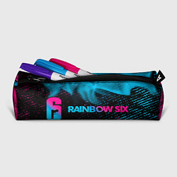 Пенал для ручек Rainbow Six - neon gradient: надпись и символ, цвет: 3D-принт — фото 2