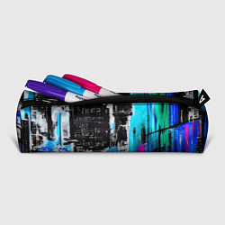 Пенал для ручек Абстракция, черно-синие цвета, от нейросети, цвет: 3D-принт — фото 2