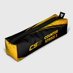 Пенал для ручек Counter Strike 2 - gold gradient: надпись и символ, цвет: 3D-принт