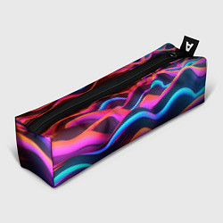 Пенал для ручек Неоновые фиолетовые волны, цвет: 3D-принт