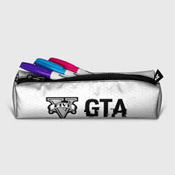 Пенал для ручек GTA glitch на светлом фоне: надпись и символ, цвет: 3D-принт — фото 2