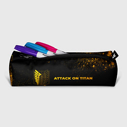 Пенал для ручек Attack on Titan - gold gradient: надпись и символ, цвет: 3D-принт — фото 2