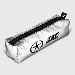 Пенал для ручек JAC speed на светлом фоне со следами шин: надпись, цвет: 3D-принт