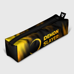 Пенал для ручек Demon Slayer - gold gradient: надпись и символ, цвет: 3D-принт