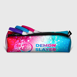 Пенал для ручек Demon Slayer neon gradient style: надпись и символ, цвет: 3D-принт — фото 2