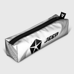 Пенал для ручек Jeep speed на светлом фоне со следами шин: надпись, цвет: 3D-принт