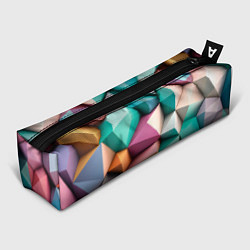 Пенал для ручек Полигональные объемные кубы и тетраэдры в пастельн, цвет: 3D-принт
