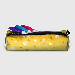 Пенал для ручек Снежинки и звезды на желтом, цвет: 3D-принт — фото 2