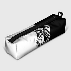 Пенал для ручек Волк чёрно-белый, цвет: 3D-принт