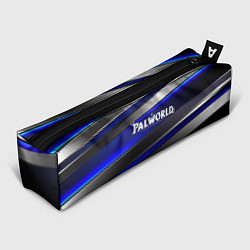 Пенал для ручек Palworld logo синие и серебристые полосы, цвет: 3D-принт