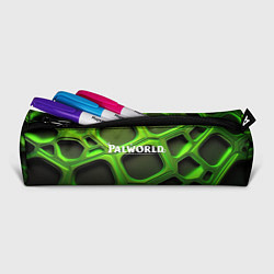 Пенал для ручек Palworld логотип на зеленой объемной абстракции, цвет: 3D-принт — фото 2