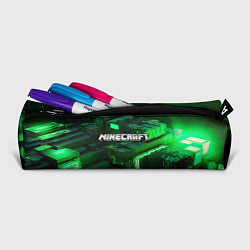 Пенал для ручек Minecraft logo зеленые неоновые кубы, цвет: 3D-принт — фото 2